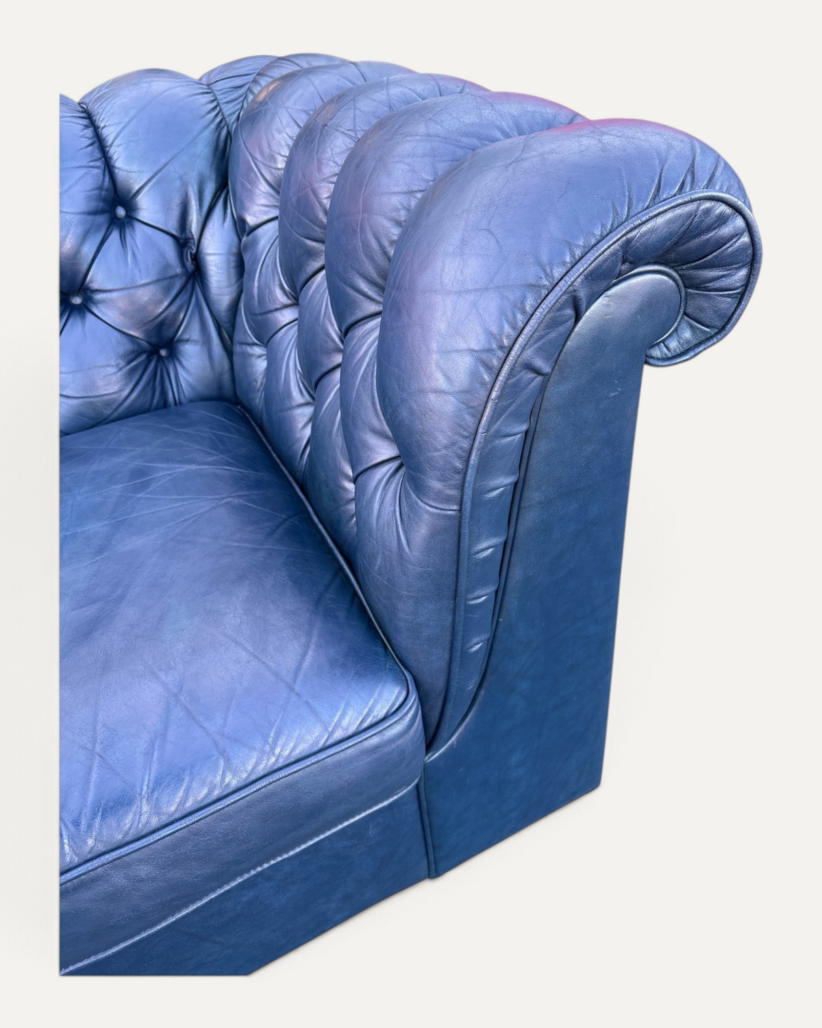 Chesterfield 3-sits soffa i blått läder – bild 6 – Chesterhome