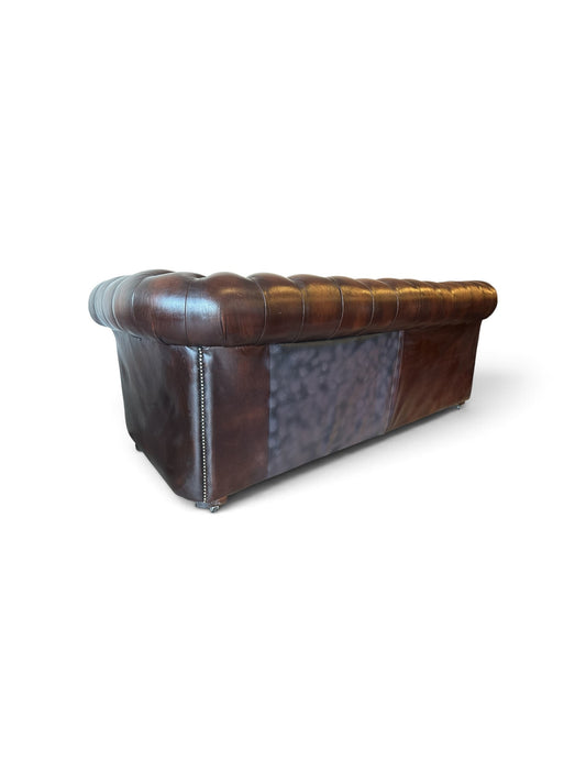 Engelsk Chesterfield 3-sits soffa i brunt läder