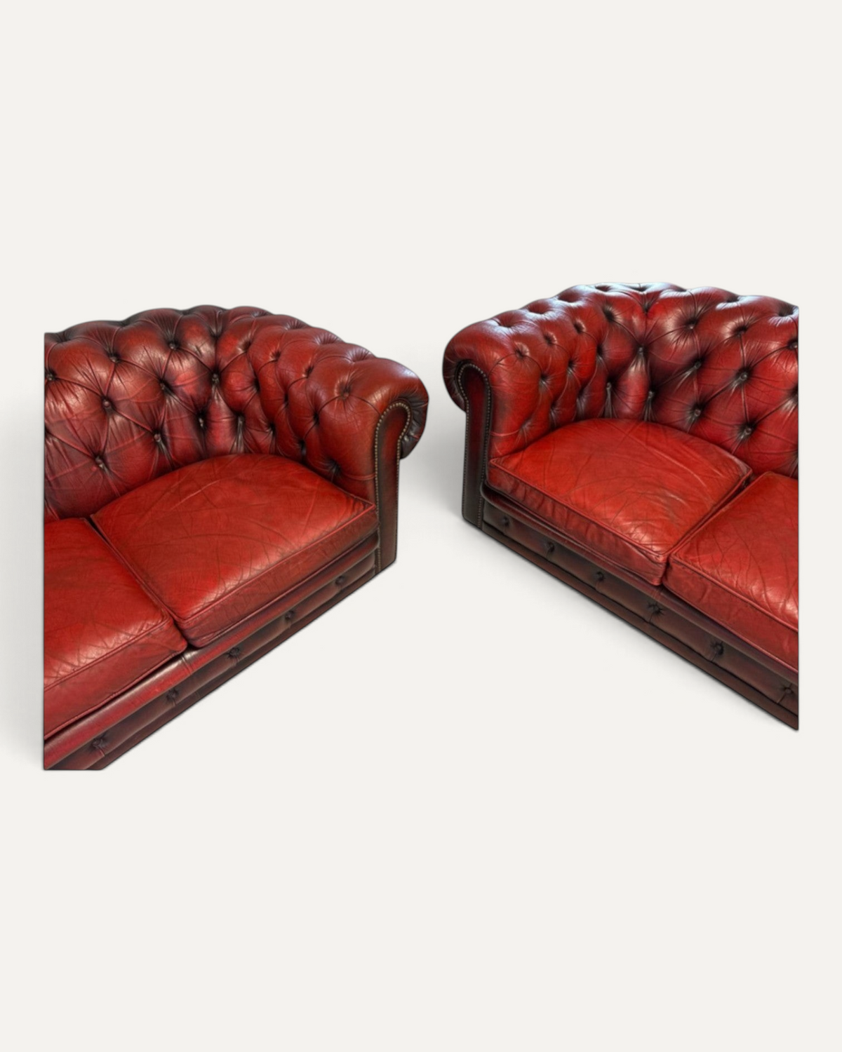 Vintage Chesterfield-soffgrupp i äkta läder, 3-sits och 2-sits – bild 2 – Chesterhome