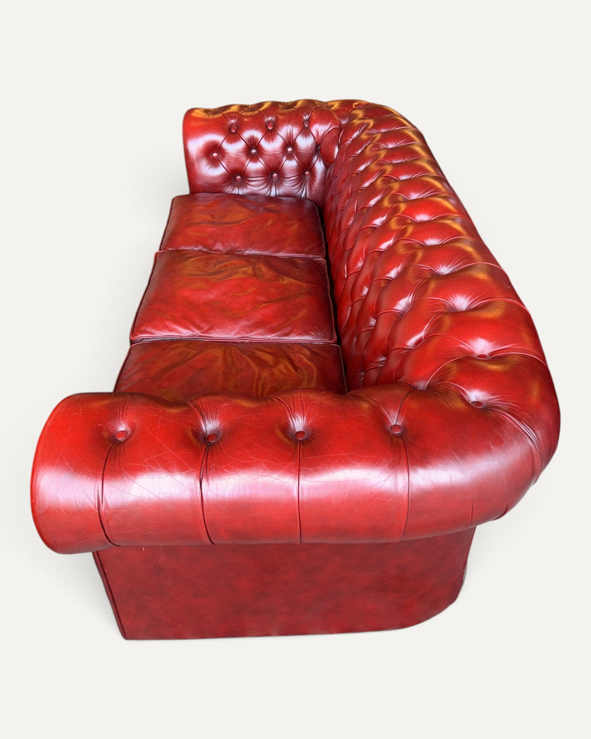 Chesterfield 3-sits soffa, oxblood läder