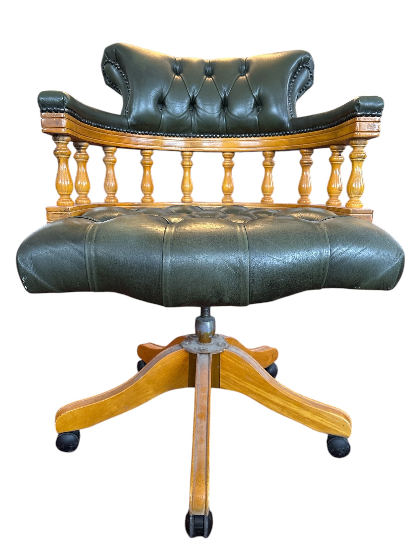 Engelsk Captain’s Chair i Grönt Läder