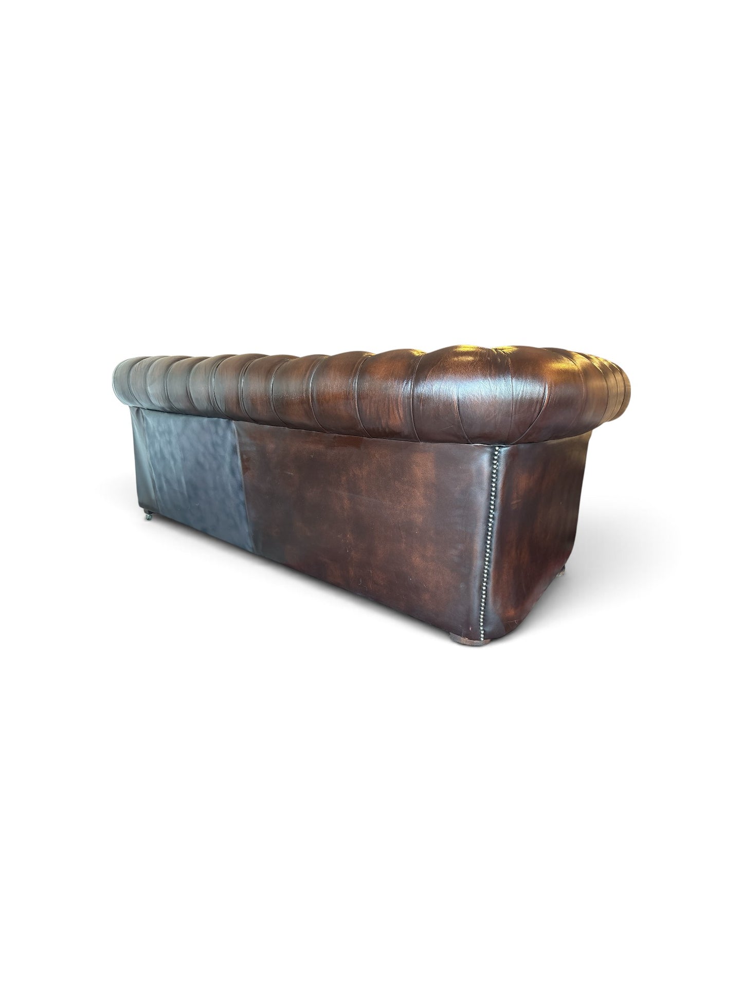 Engelsk Chesterfield 3-sits soffa i brunt läder