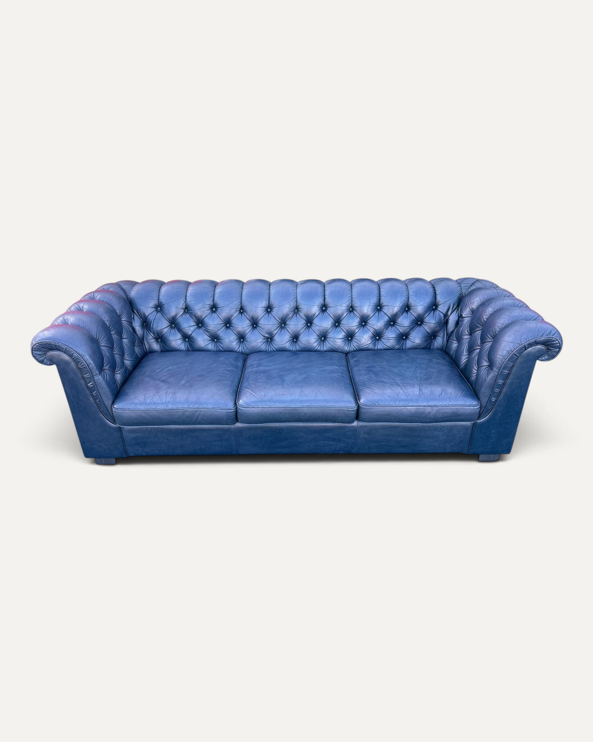 Chesterfield 3-sits soffa i blått läder – Chesterhome