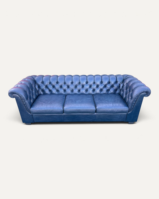 Chesterfield 3-sits soffa i blått läder – Chesterhome