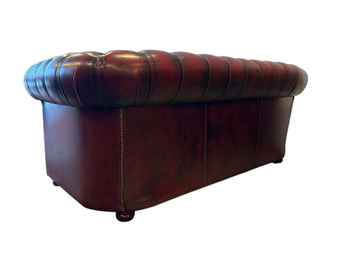 Chesterfield 3-sits soffa i oxblood läder