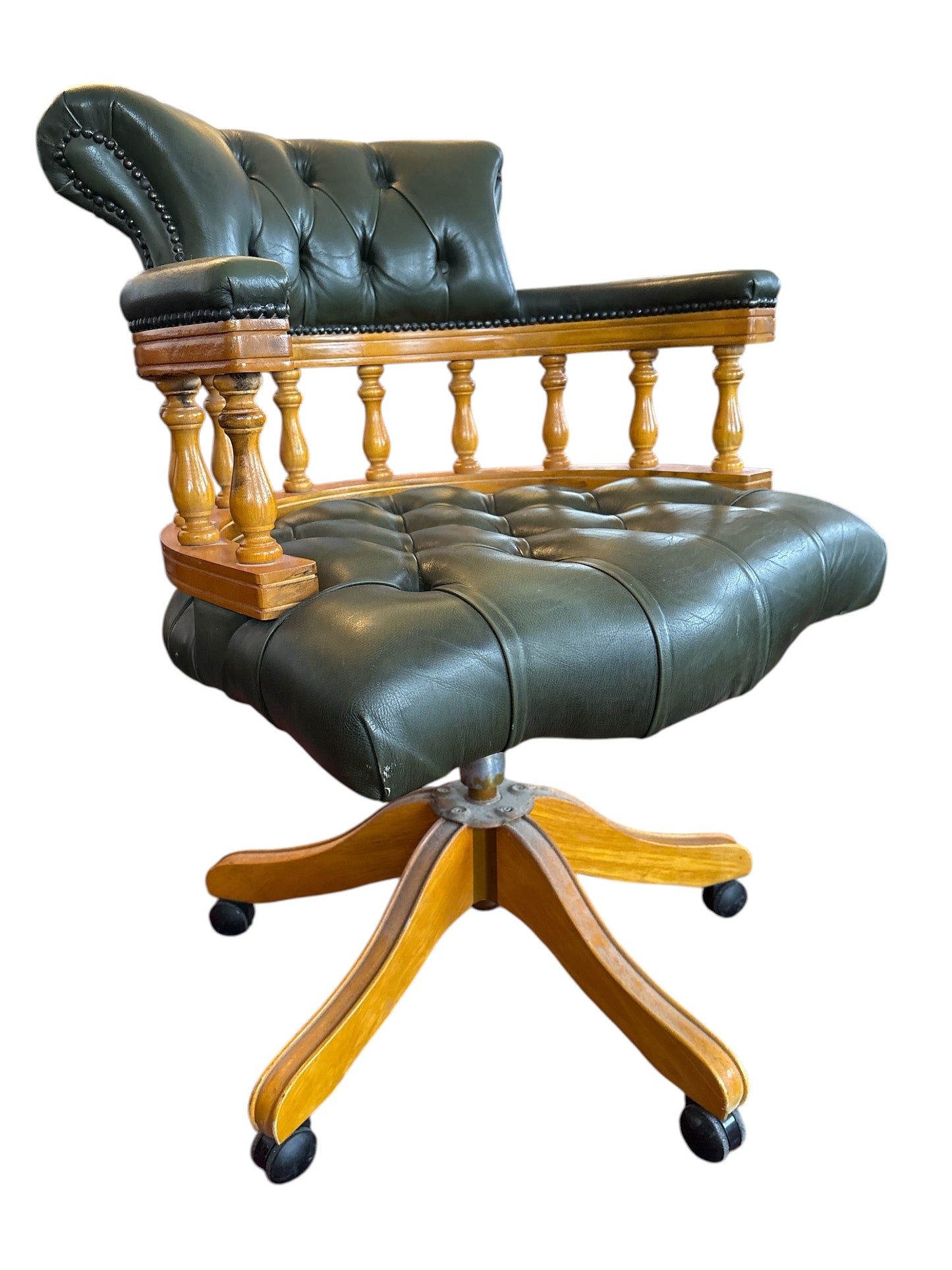 Engelsk Captain’s Chair i Grönt Läder