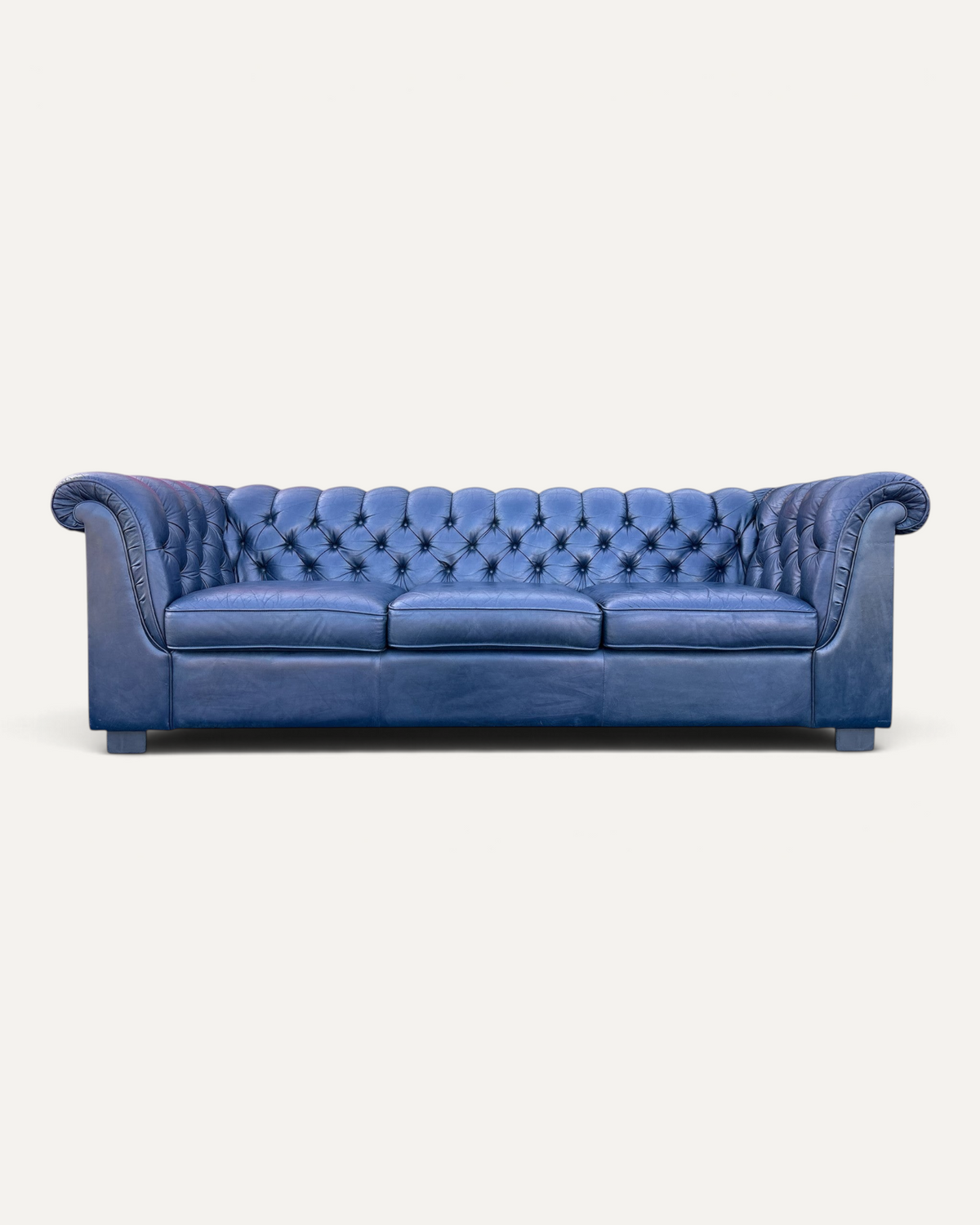 Chesterfield 3-sits soffa i blått läder – bild 2 – Chesterhome