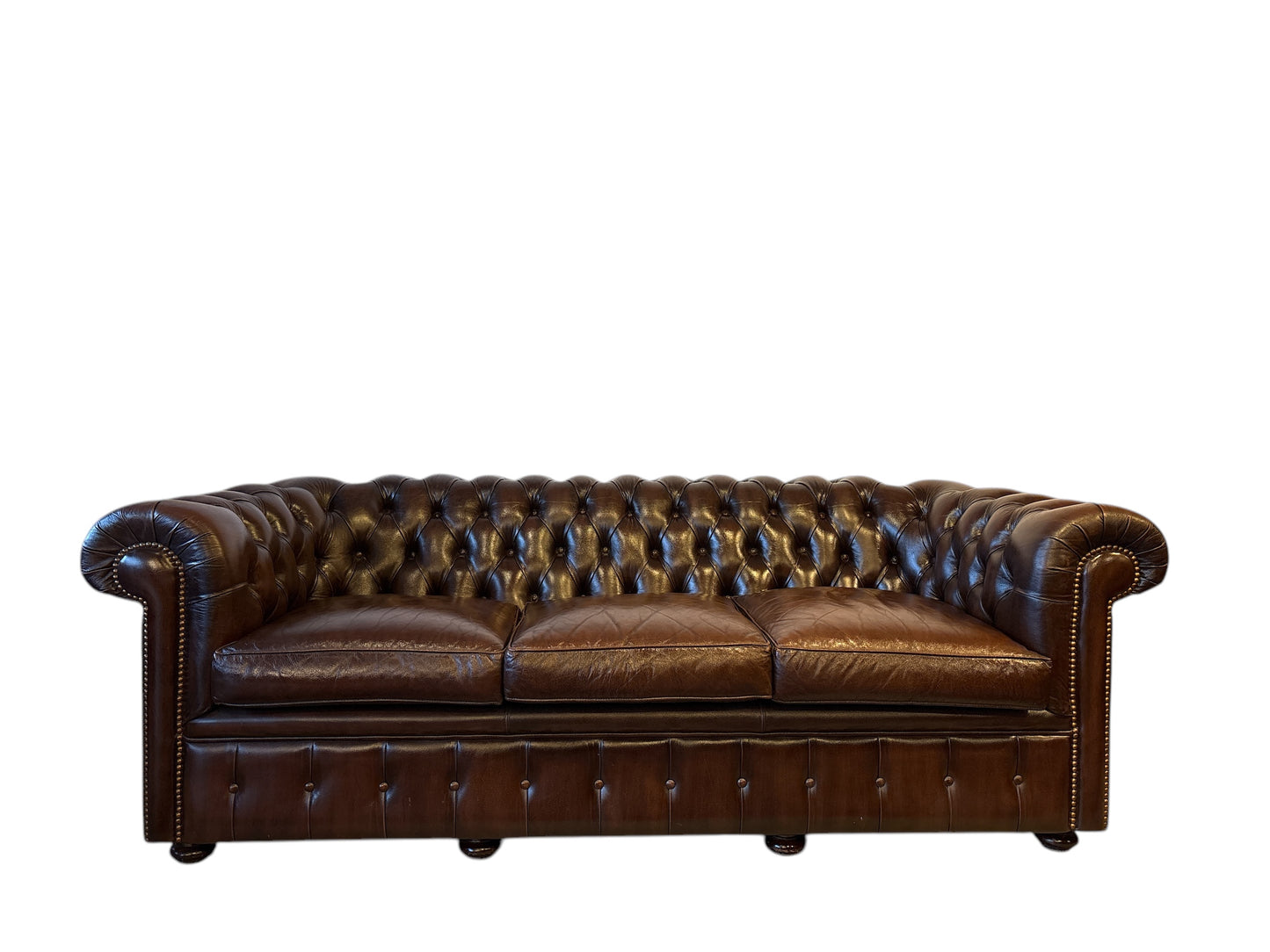 Vintage Chesterfield Soffa i Brunt Läder