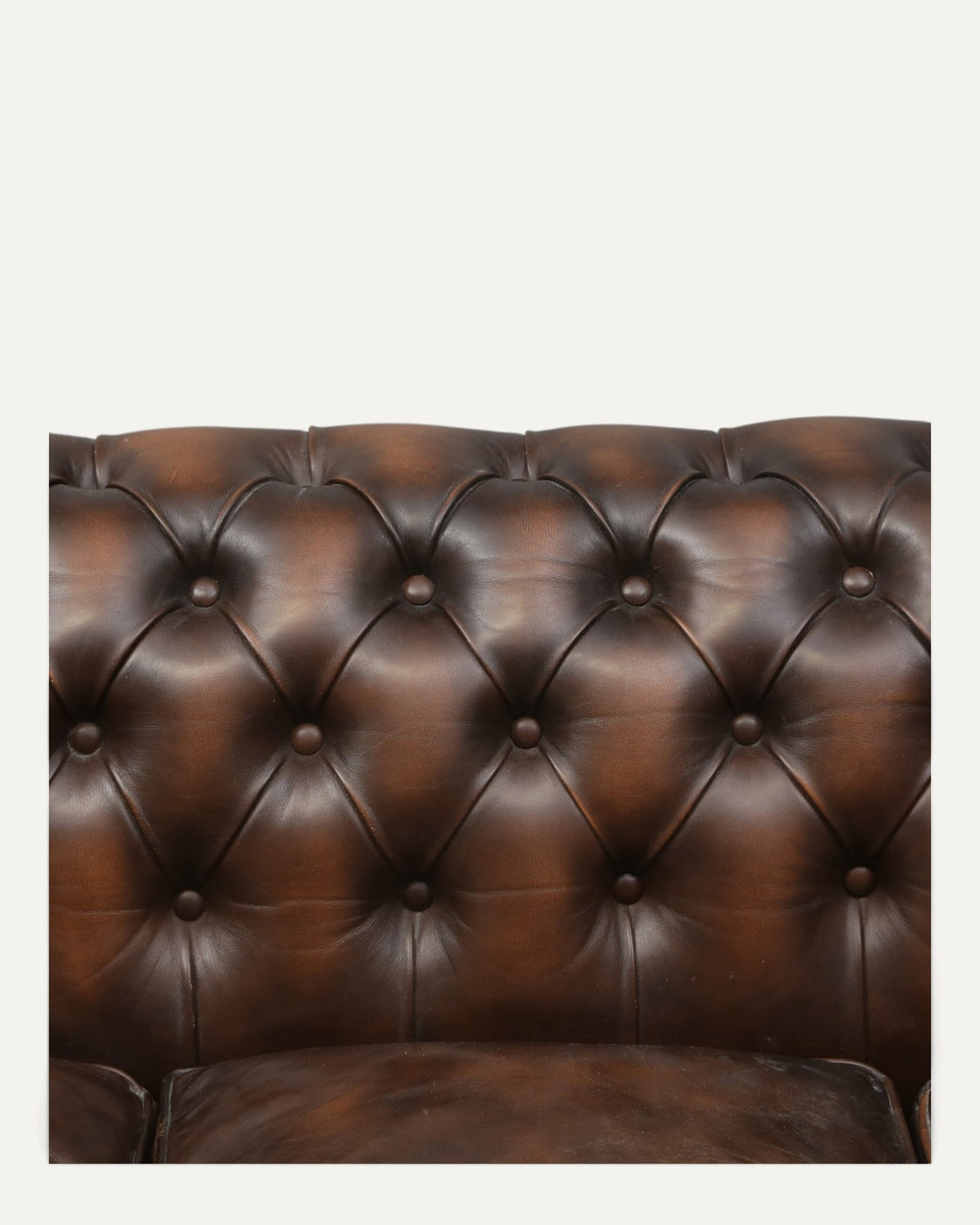 Engelsk Chesterfield 3-sits soffa i brunt läder