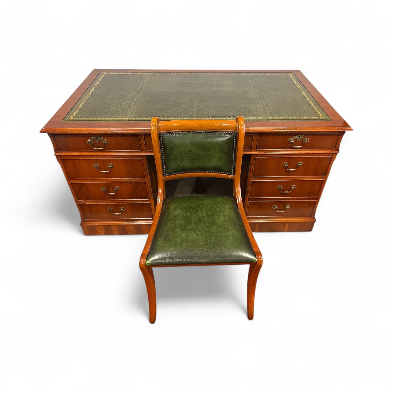 Stort Engelskt Partnerskrivbord med Stol