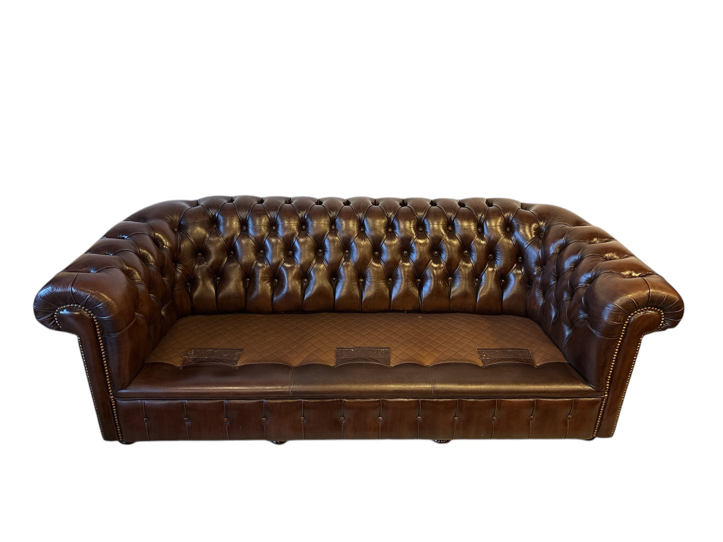 Vintage Chesterfield Soffa i Brunt Läder