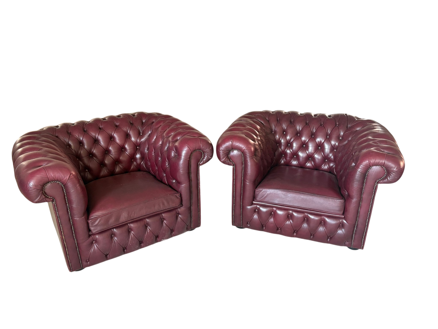 Chesterfield soffgrupp i läder – 3 delar