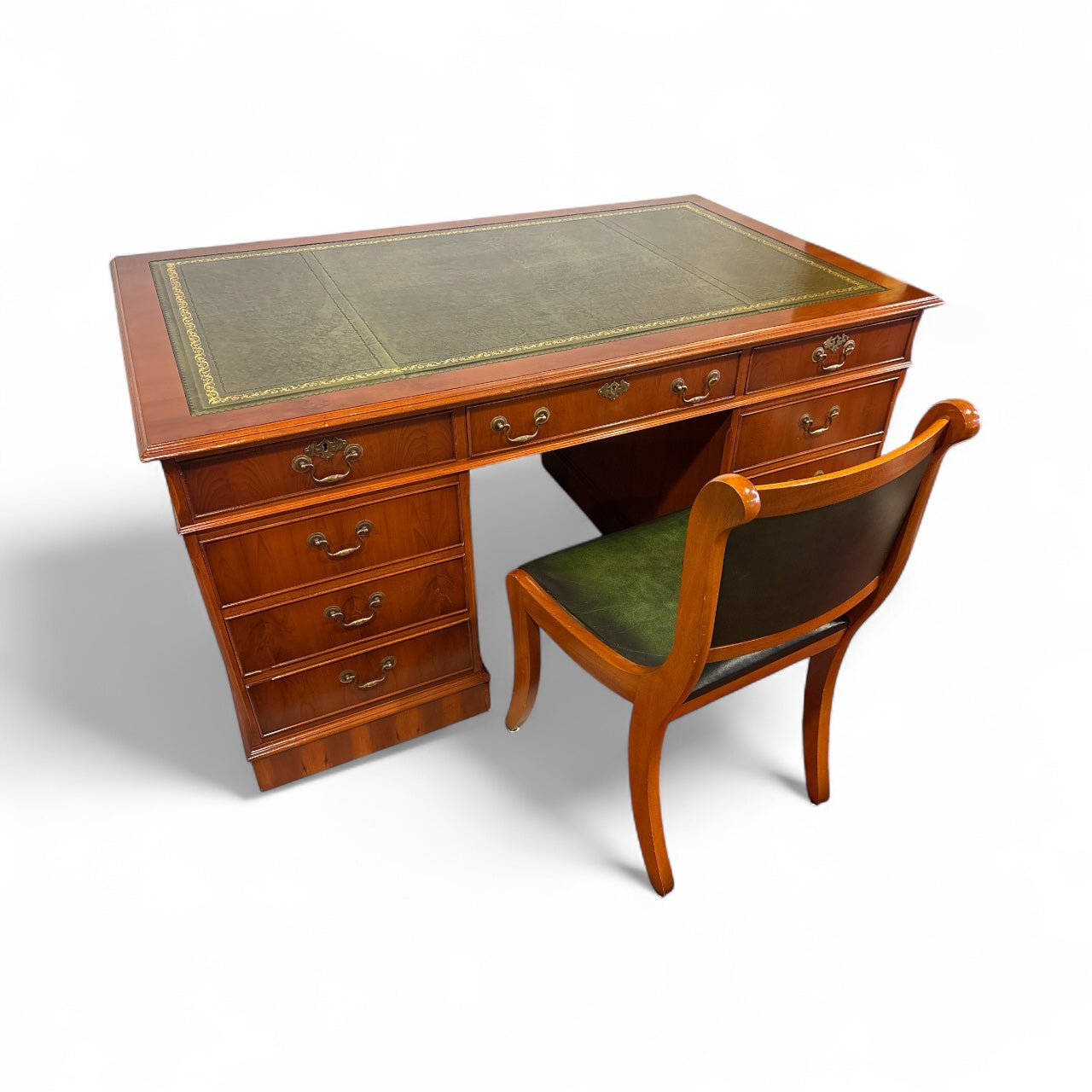 Stort Engelskt Partnerskrivbord med Stol