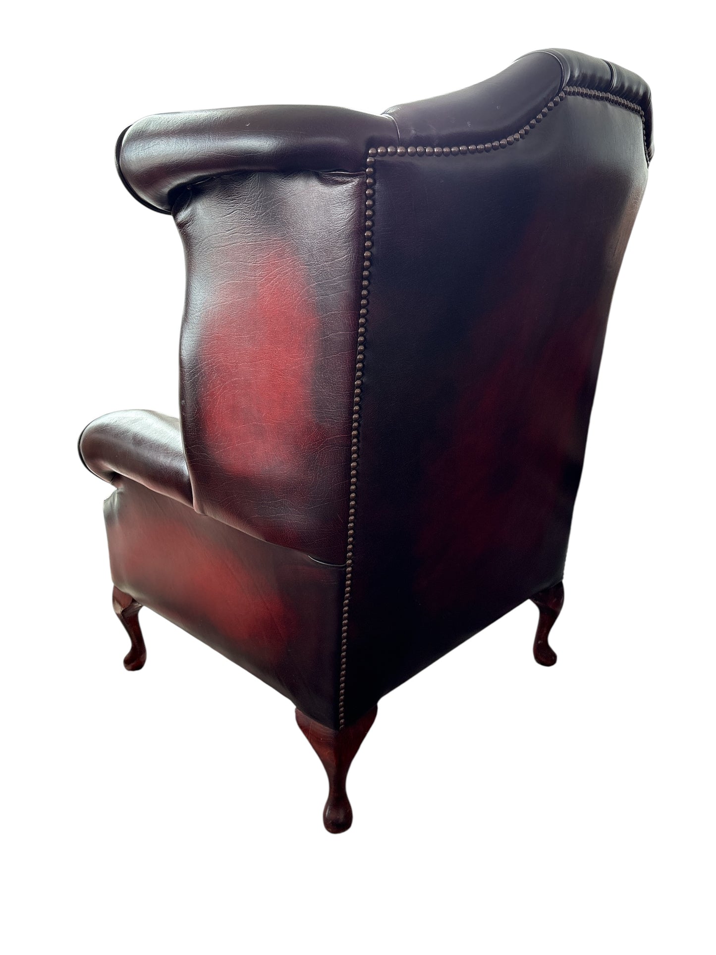 Chesterfield Wingback-chair / Öronlapps-fåtölj i Oxblod Läder