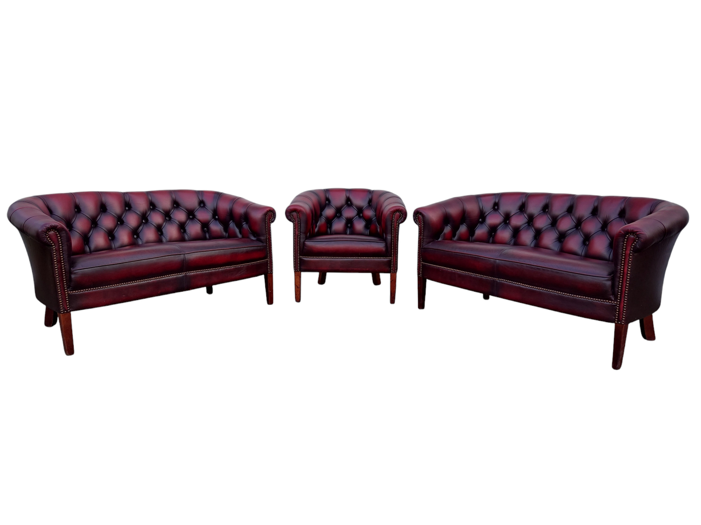 Engelskt Chesterfield-set – 3 delar
