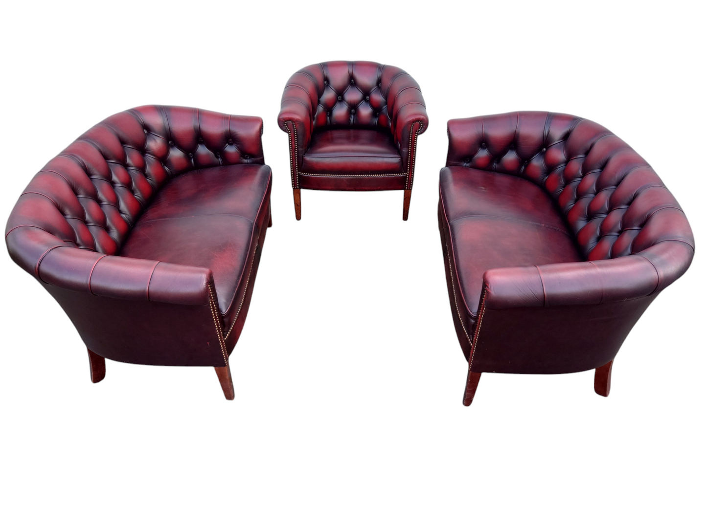 Engelskt Chesterfield-set – 3 delar