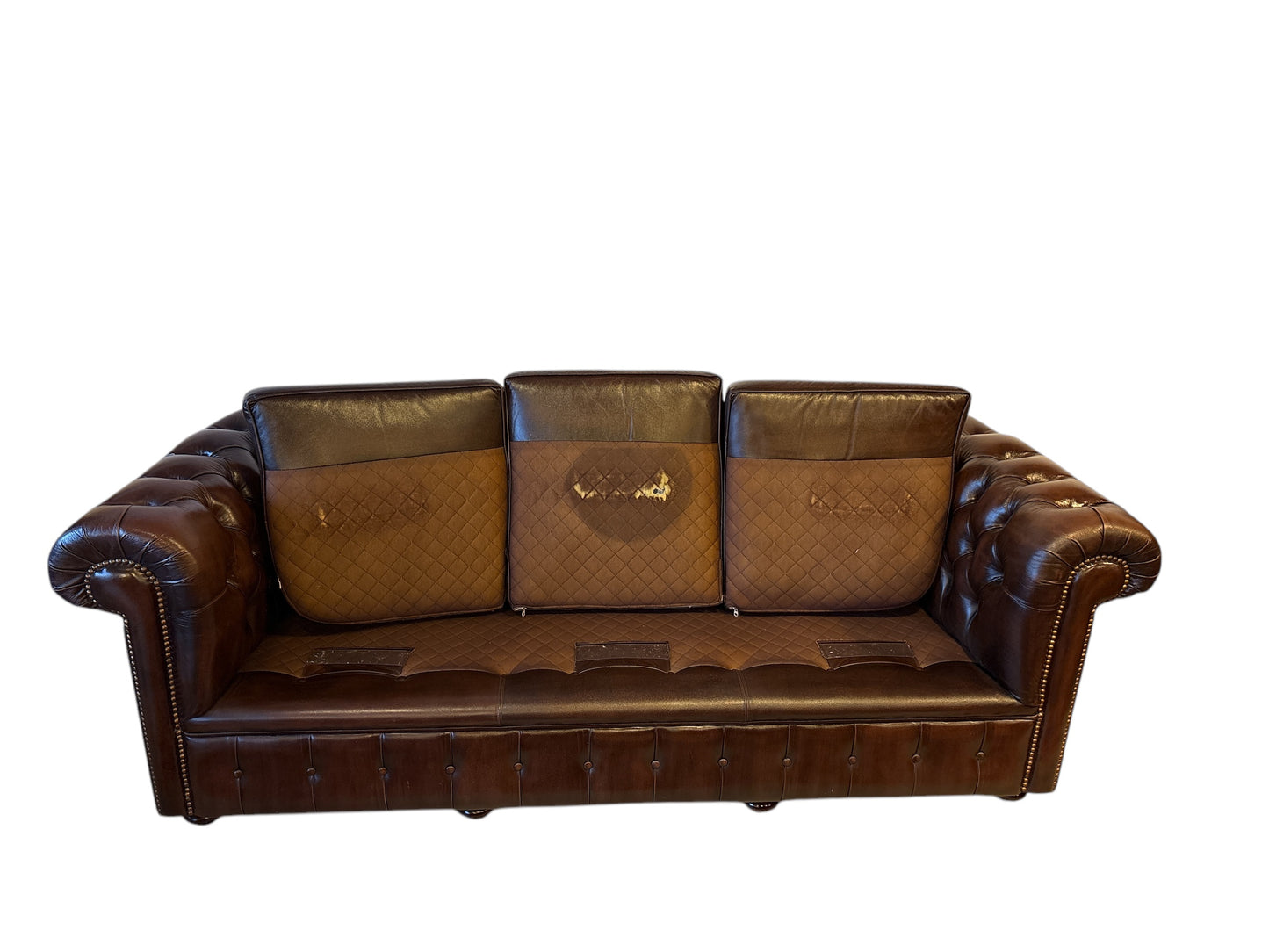 Vintage Chesterfield Soffa i Brunt Läder