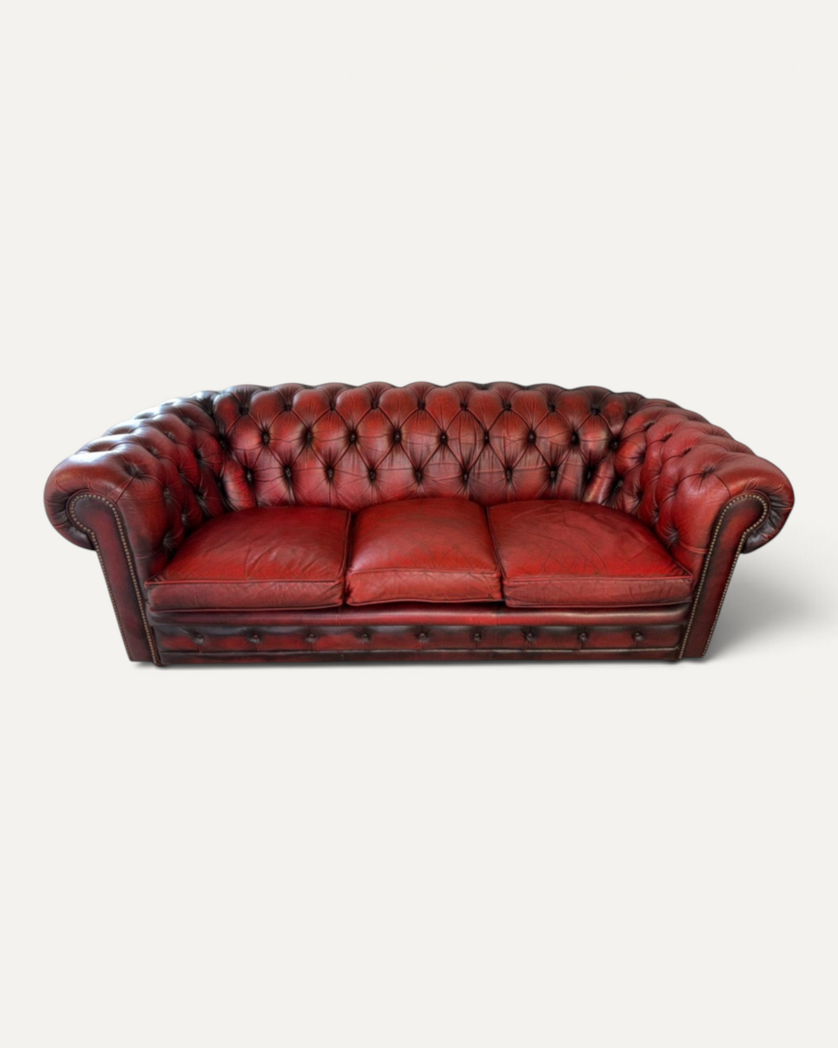Vintage Chesterfield-soffgrupp i äkta läder, 3-sits och 2-sits – bild 5 – Chesterhome