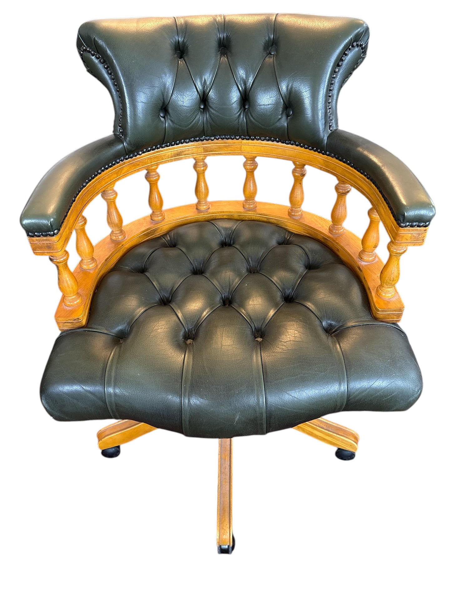 Engelsk Captain’s Chair i Grönt Läder