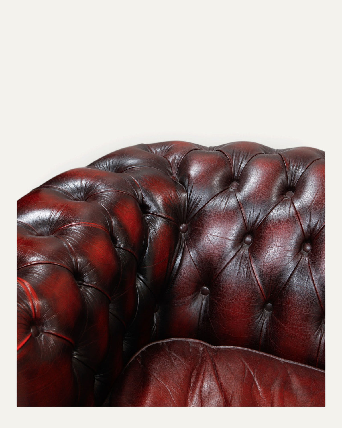 Engelsk Chesterfield 3-sits soffa i oxblood läder