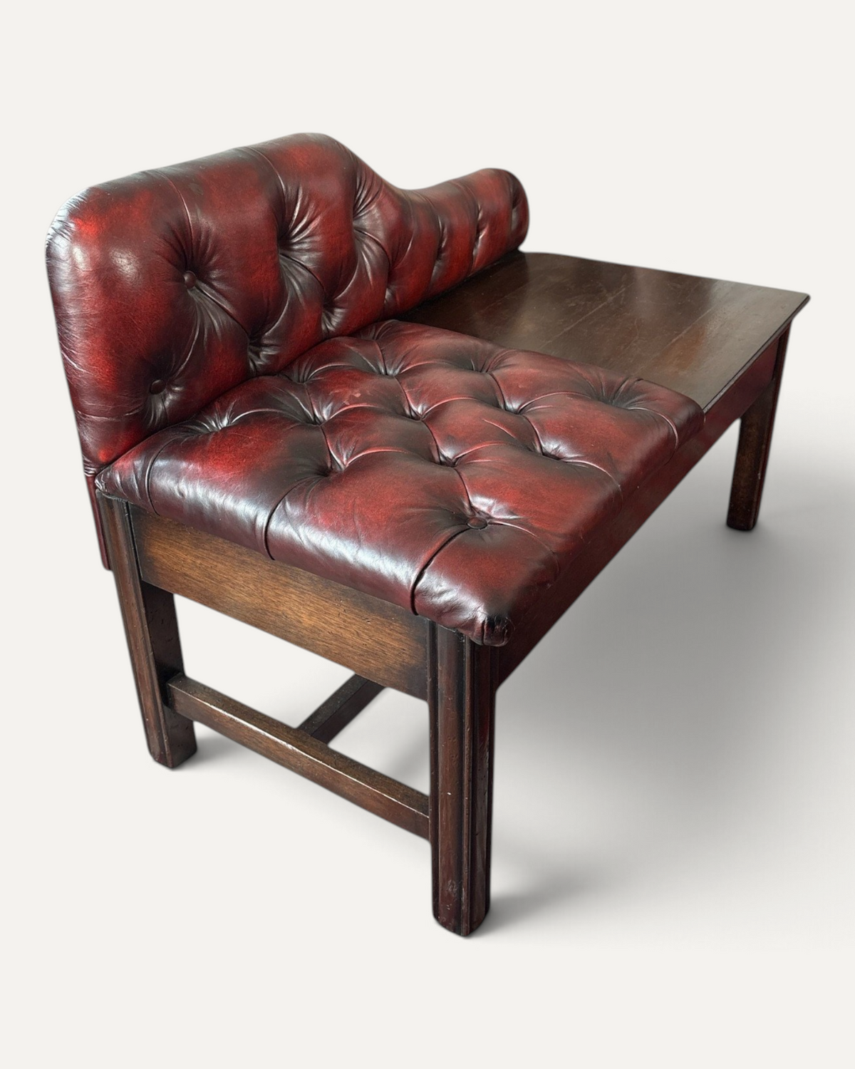 Engelsk Chesterfield telefonbänk i oxblood läder – bild 2 – Chesterhome