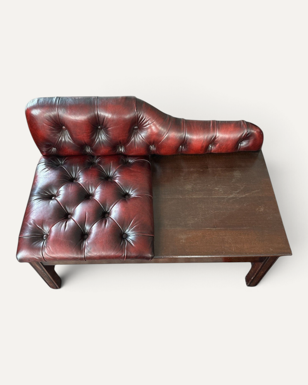 Engelsk Chesterfield telefonbänk i oxblood läder – bild 3 – Chesterhome