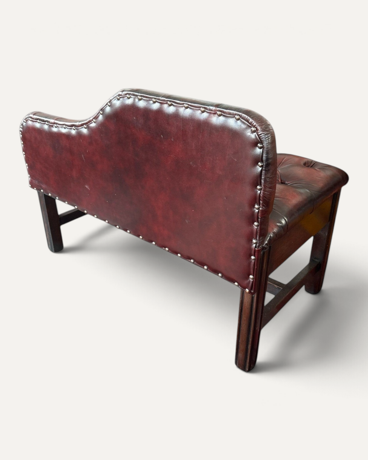 Engelsk Chesterfield telefonbänk i oxblood läder – bild 4 – Chesterhome