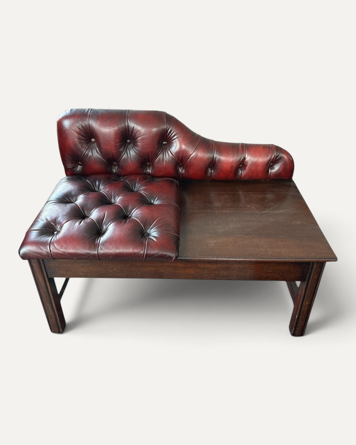 Engelsk Chesterfield telefonbänk i oxblood läder – bild 6 – Chesterhome