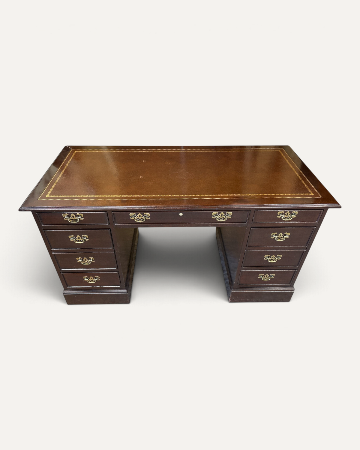 Skrivbord i mahogny med läderskiva från Sligh – bild 2 – Chesterhome